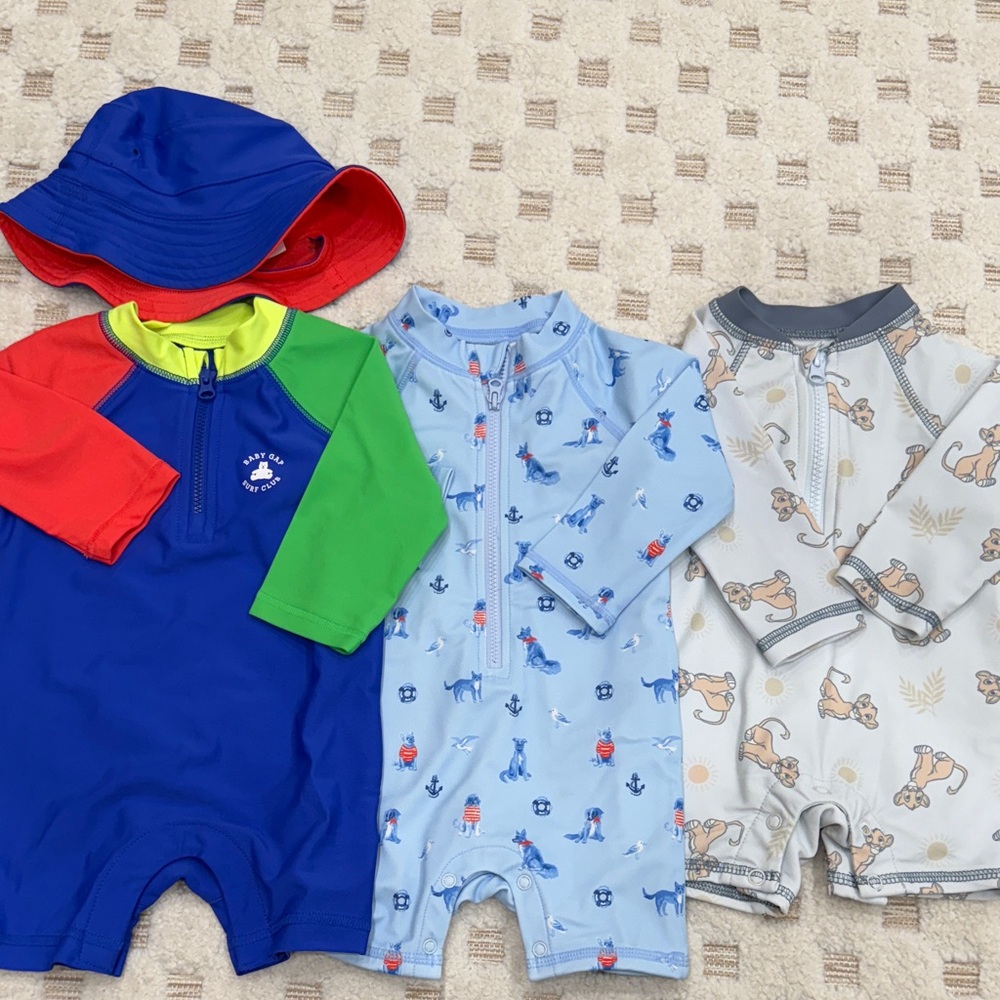 3-6mo Swim Set - Blue, Red, Green, Gray